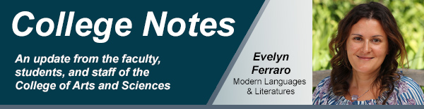 College notes header with Evelyn Ferraro from the department of Modern Languages & Literatures