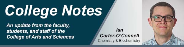 college notes header with Ian Carter-O'Connell from chemistry and biochemistry