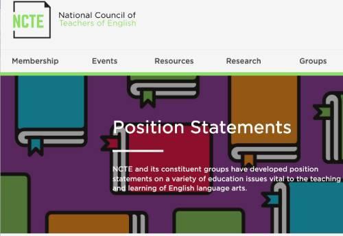 screenshot of the NCTE Position Statement Home Page
