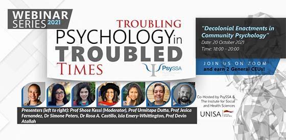 Flier for webinar Troubling Psychology in Troubled Times