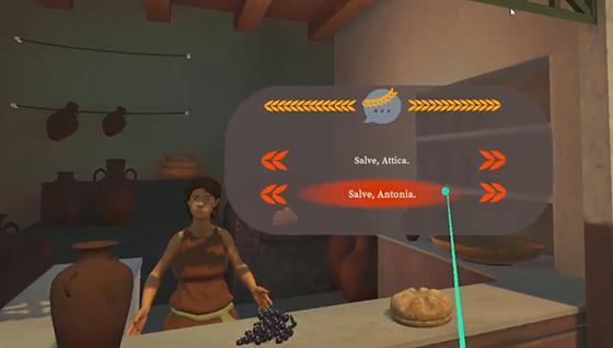 Screen capture of Lingua Vitae, the Latin VR game