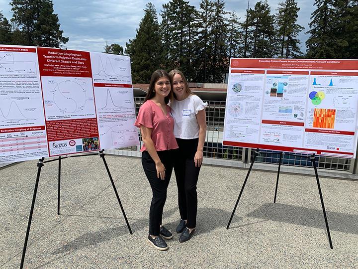 2 students with their posters at the Beckman Symposium 2022