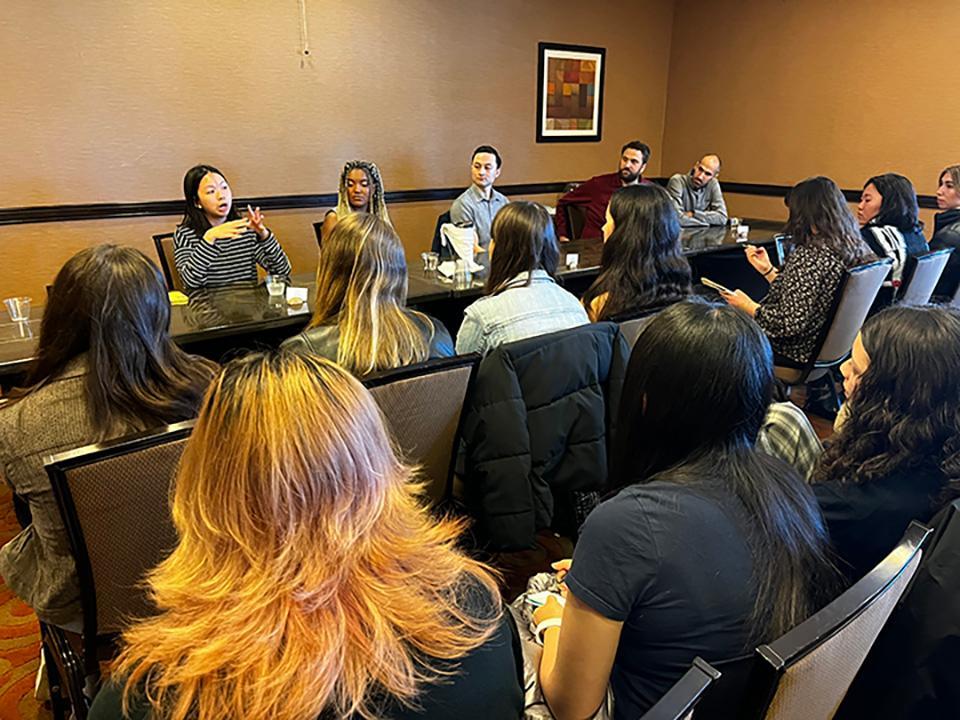 Communication students at a TV/film career panel in L.A.