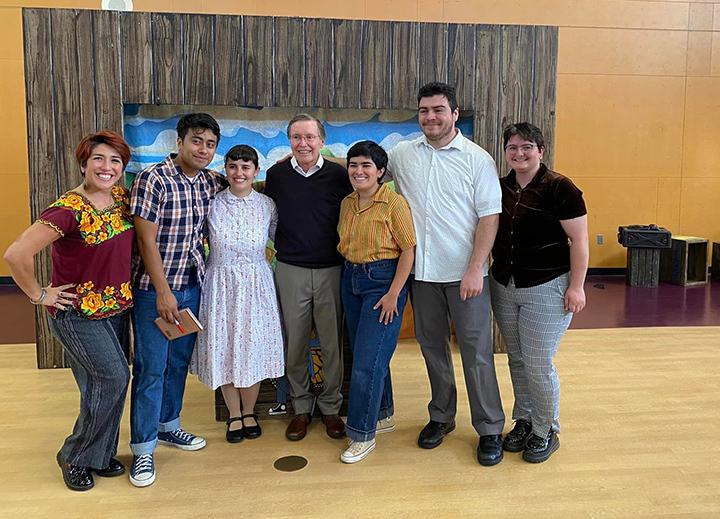 Francisco Jiminez with the cast & director of PCPAs production of  Breaking Through image link to story