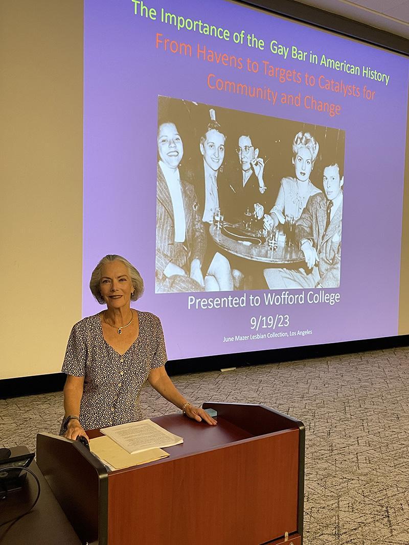 Nancy C. Unger speaking at Wofford College.