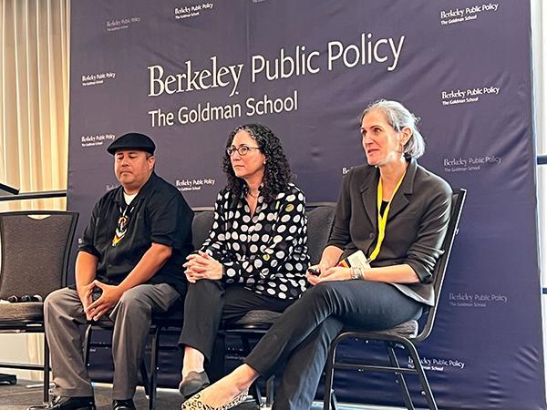 Naomi Levy along with George Galvis and Amy Lerman presenting at the first annual GSPP alumni conference on Sept. 8, 2023.
