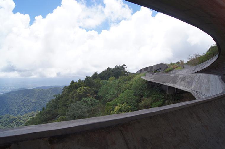 View from bridge to visitor center at Cherry Orchard Cemetery 櫻花陵園, designed by FieldOffice Architects 田中央工作群. Photo by H. Clydesdale
