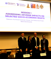 Kristin Kusanovich and panelists at UN conference in Geneva.