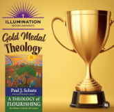 A Theology of Flourishing bookcover next to a gold cup