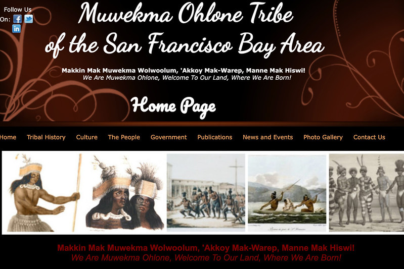 Muwekma Ohlone Tribe website interface 