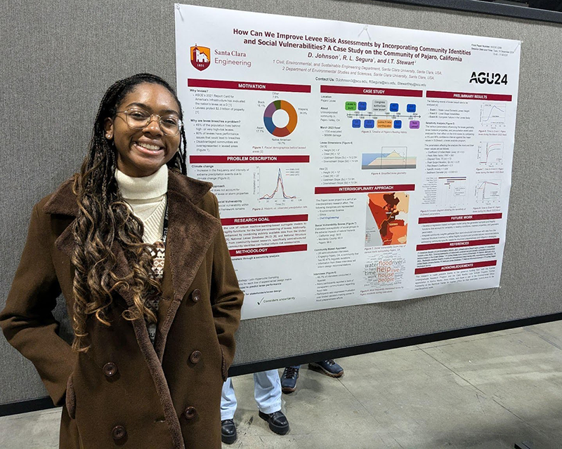 Dana Johnson standing next to her research poster.