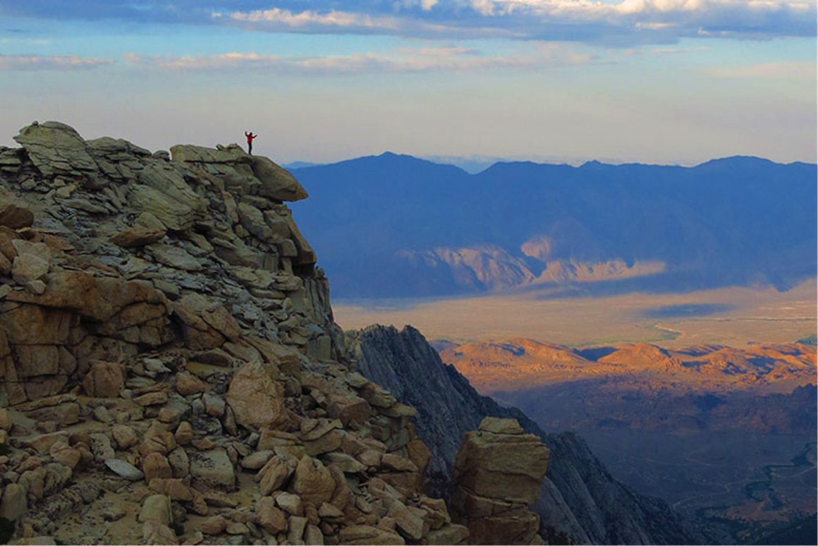 ESS Senior Sean Reilly takes in the view from high in the Eastern Sierra. Mix and Reilly are developing climate records to determine if the southern Sierra rose more recently than the north side and explore the interaction between uplift and changes in atmospheric circulation.