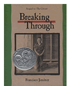 Book cover of Breaking Through with a person standing and an award seal.
