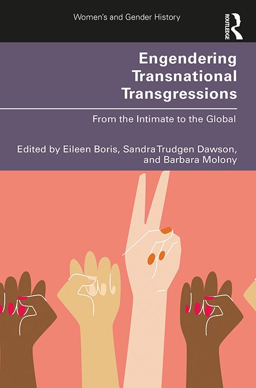 Book cover titled Engendering Transnational Transgressions showing diverse hands making gestures.