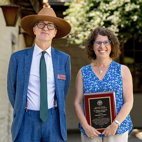 Dean Daniel Press and Michele Parker recipient of the 2023 Dr. John B. Drahmann Advising Award