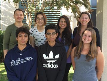 Group of seven Spanish Studies students posing outside. image link to story