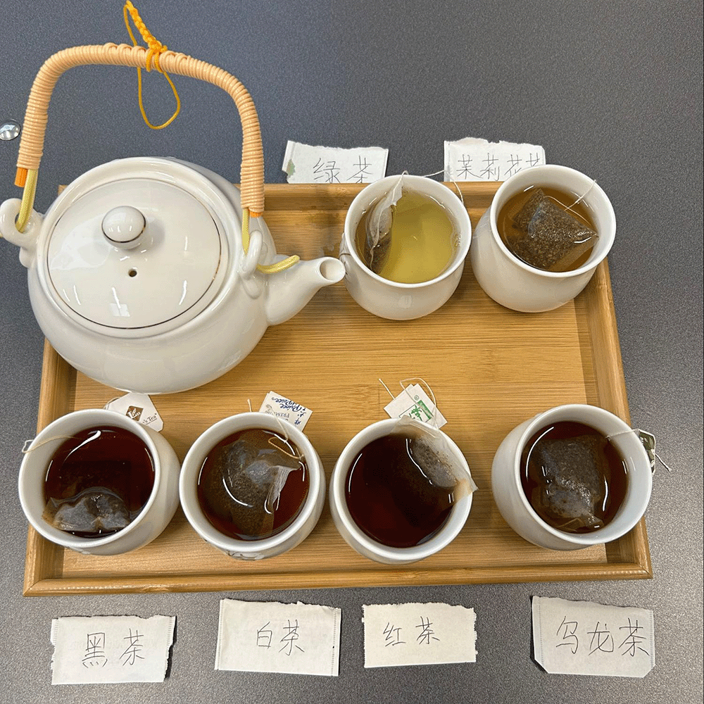 tea pot and six cups of Chinese tea image link to story