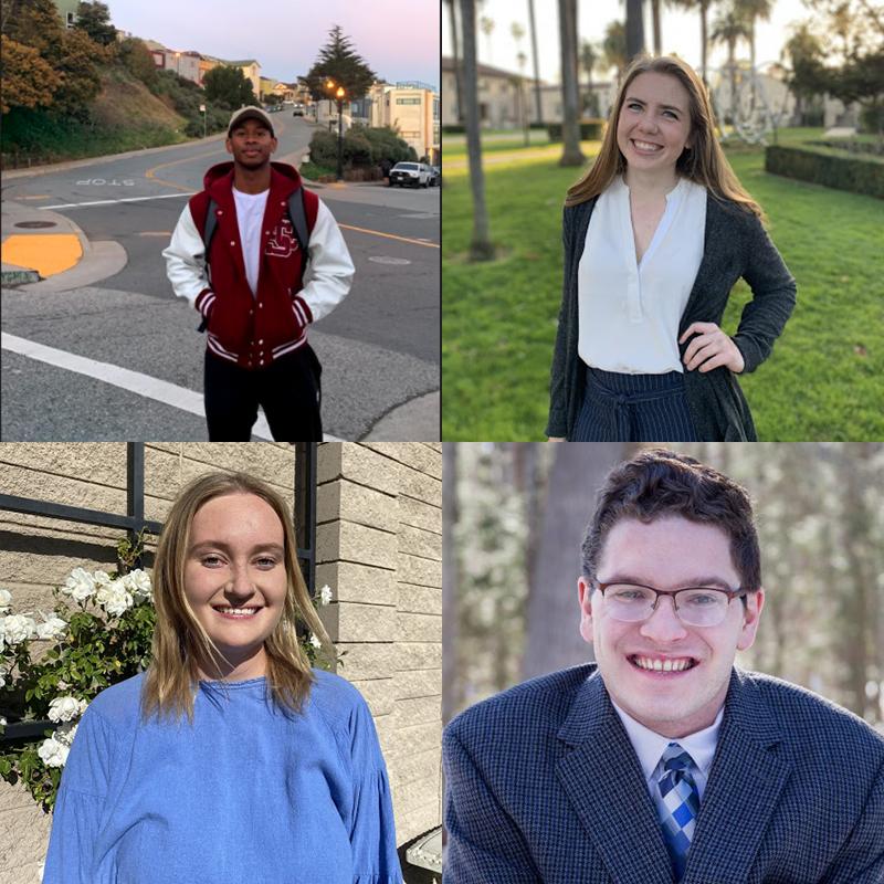 Collage of four students, Terrell Smith, Blair Huxman, Ally Cepukenas, and Liam Abbate image link to story