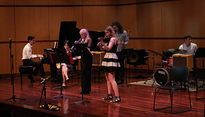 Jazz ensemble performing in the Music Recital Hall