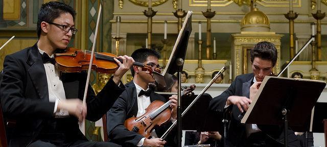 Orchestra playing in the Mission 