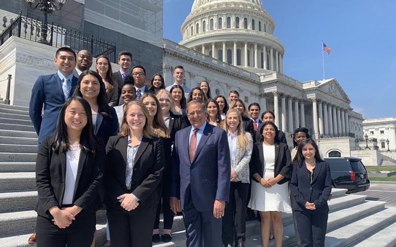 Leon Panetta and interns 