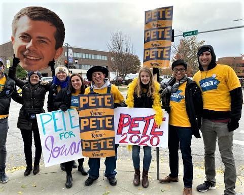 Hannah Rehm Buttigieg campaign group shot image link to story