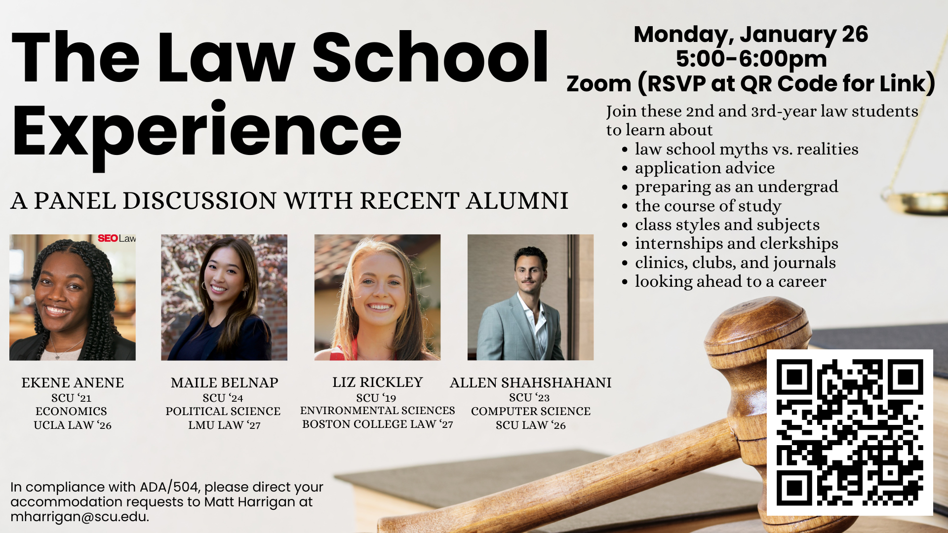 2026 law school experience panel flyer
