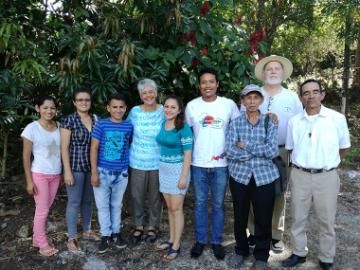 Ana Maria Pineda, RSM with founders and youth of Papaturro, El Salvador