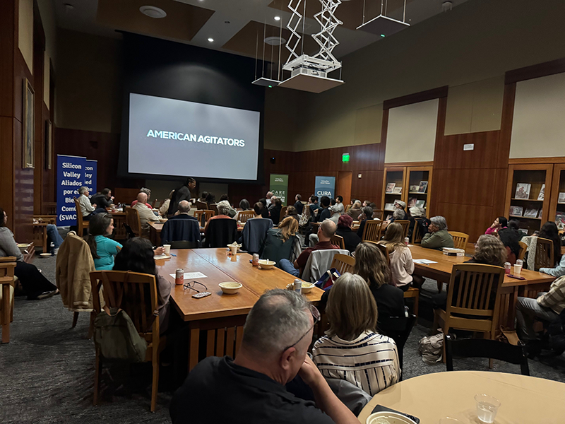 St. Clare room full of viewers of the documentary American Agitators