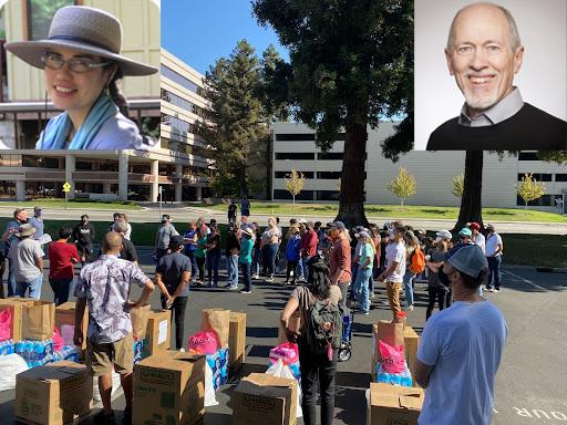 Sarita Tamayo-Moraga and Philip Boo Riley headshots on top of event picture