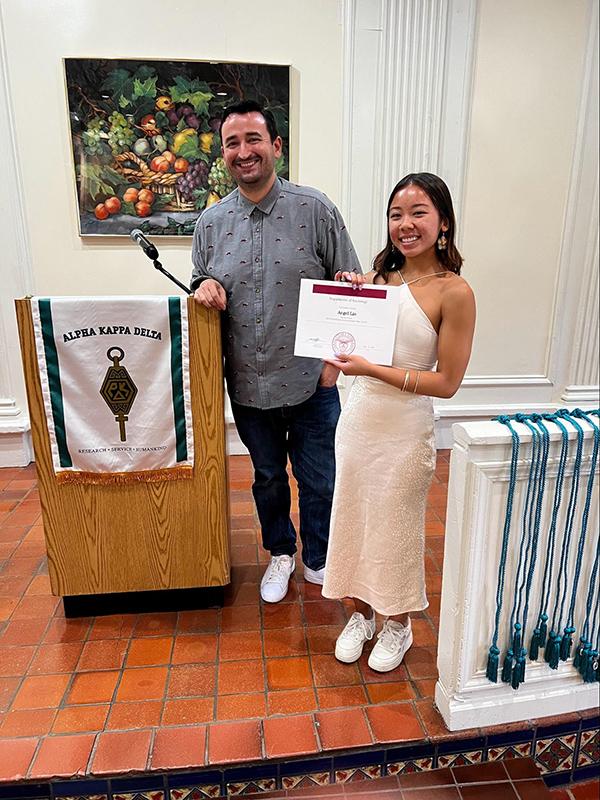 Angel Lin with Professor Patrick Lopez-Aguado