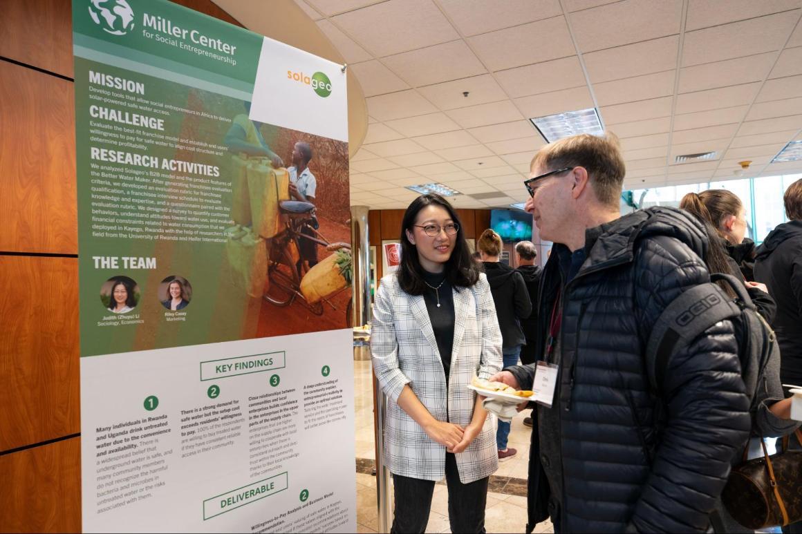 Judith Li presents her research at the Family Weekend 2023 CAS Dean's Reception and Undergraduate Research and Creative Expression Forum.