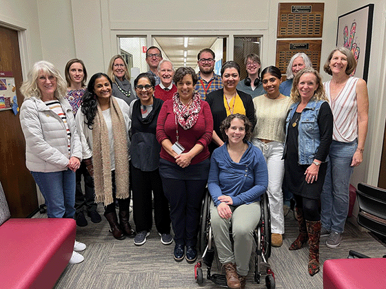 Sociology and Anthropology Departments and friends celebrate Greg’s bright future. Greg Walswick, rear right center in blue and yellow plaid shirt.