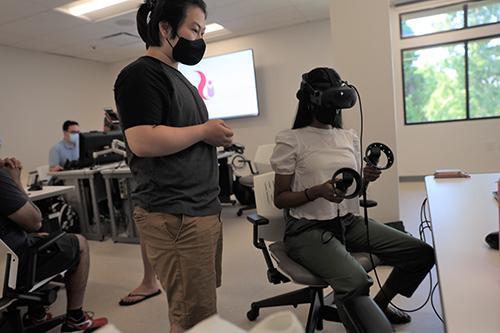 Students user testing a VR experience
