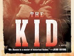 Ron Hansen The Kid book cover featuring a shadowy figure with crossed pistols. image link to story