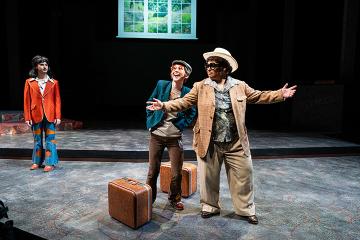 Students portraying Toby Belch and Andrew Aguecheek in conversation