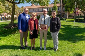 Brutocao Teaching Award 2023 recipient Brian Thorstenson with SCU President and Provosts image link to story