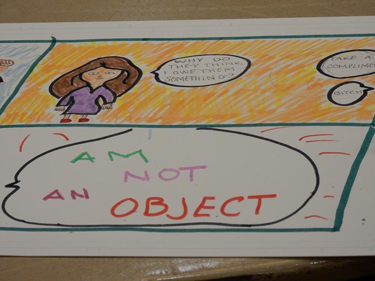 A sample comic that one of the students was creating during the workshop priya shakti