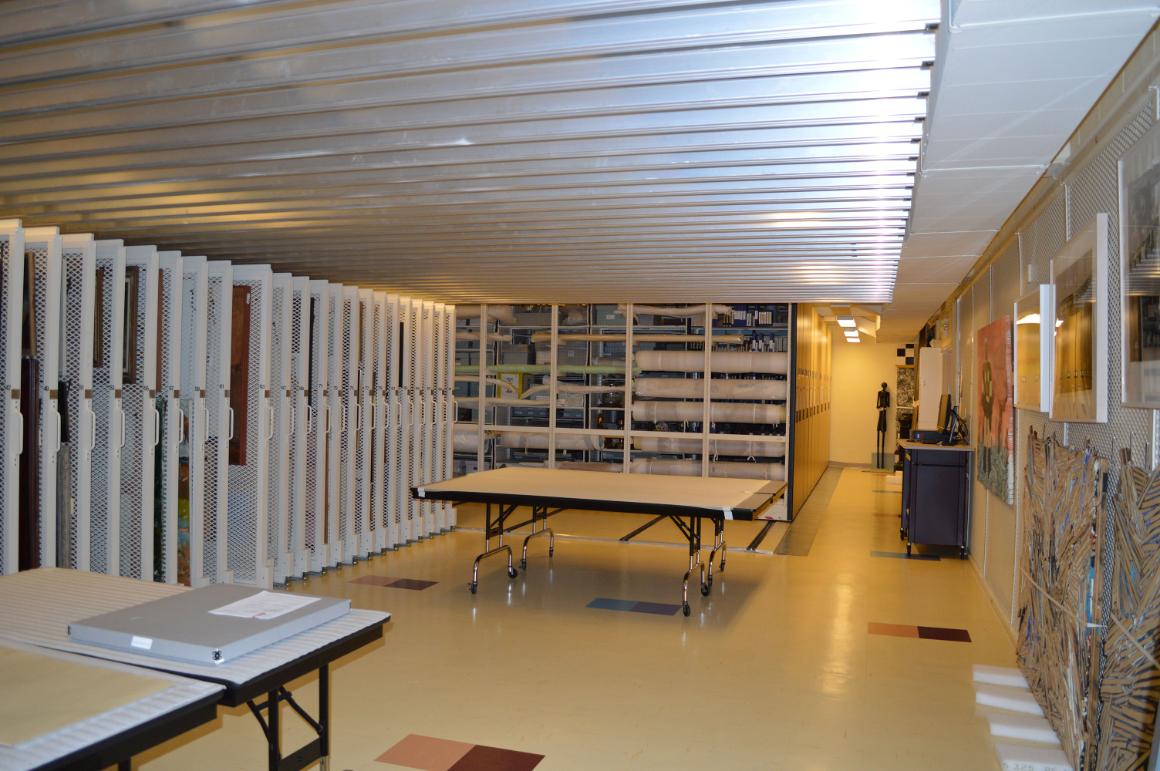 View of de Saisset Museum collections storage vault.