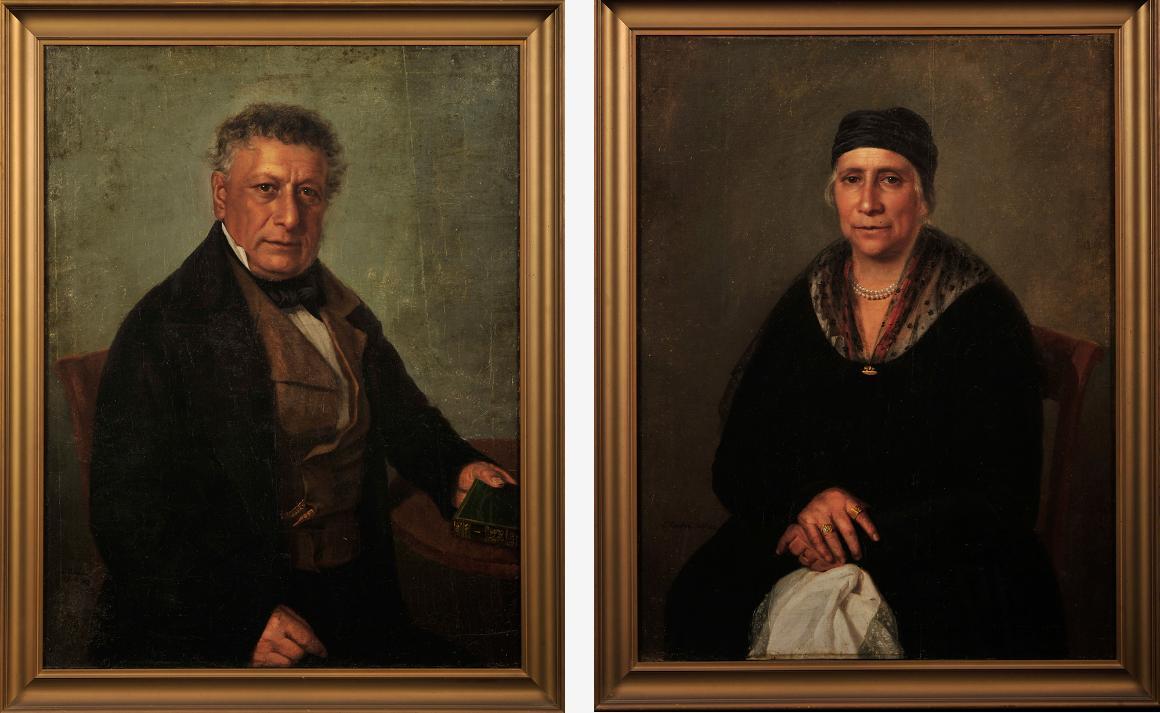 Painted portraits of Francisco Perez Pacheco and his wife Feliciana Estada Pacheco.