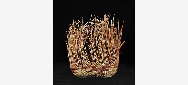 Incomplete basket showing weaving method.