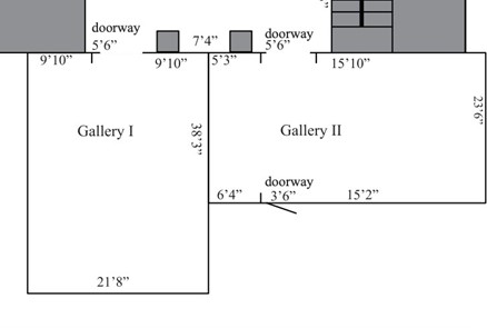 Floorplan of two rectangular galleries side by side.