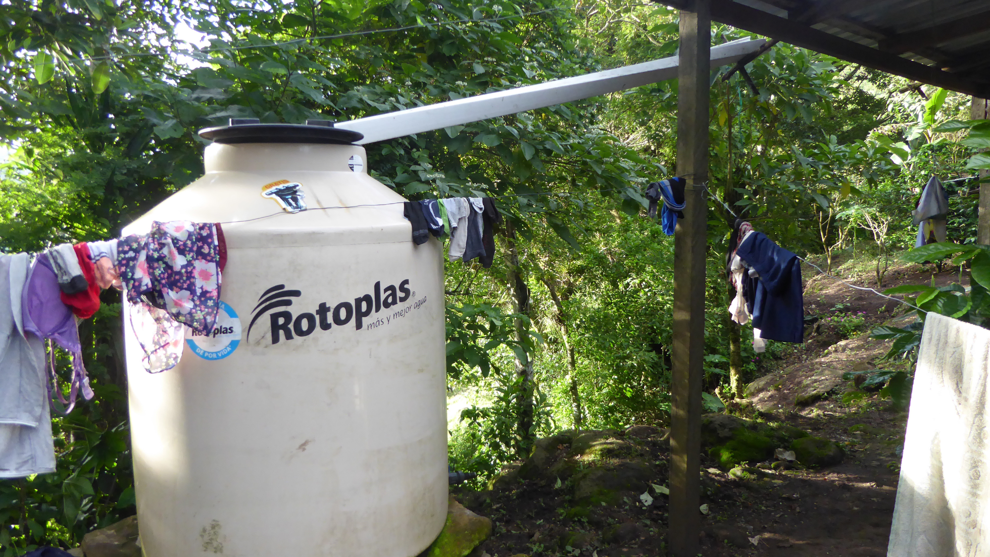 Rain in water tanks to wash clothes