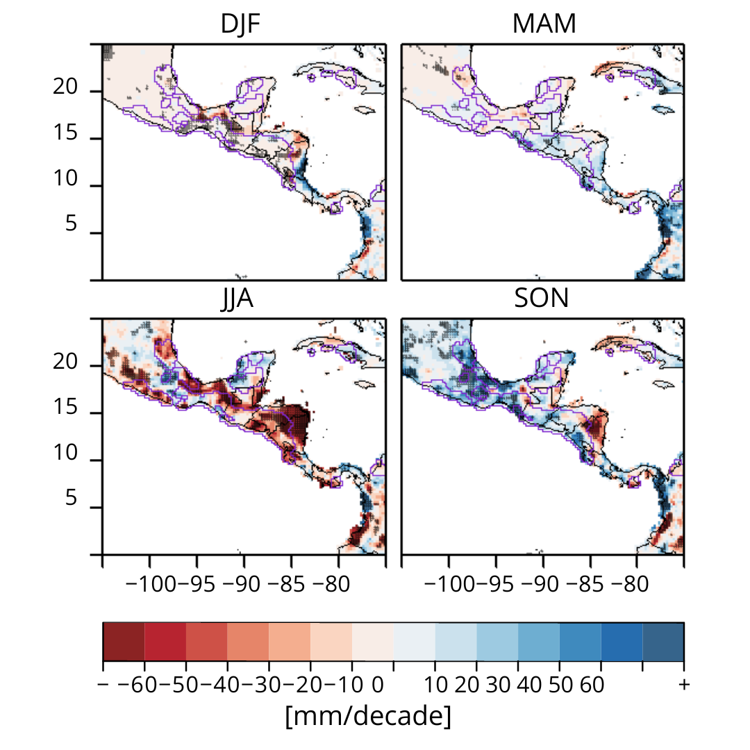 Decreases in Rainfall in Central America over the Past 40 Years 