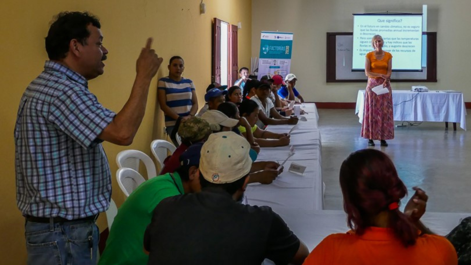 Discussion after the report back on results of climate change analysis. Esteli Workshop, June 2019
