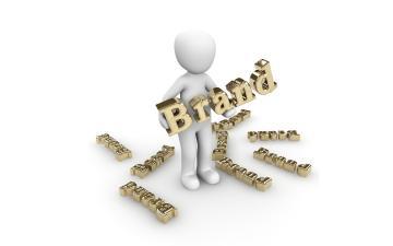person icon holding the word Brand