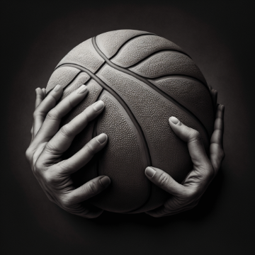 Midjourney image two hands holding a basketball