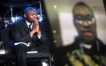 Civil rights attorney Ben Crump attends a memorial service for George Floyd