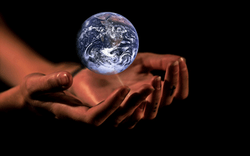 The earth in a pair of hands