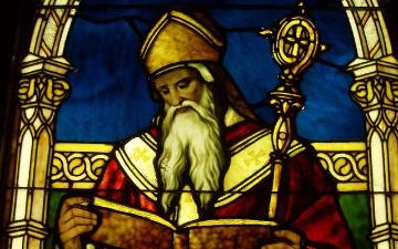 Tiffany stainedglass window of St Augustine in the Lightner Museum St Augustine Florida